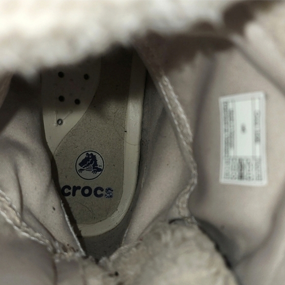 Crocs Adela Women's Foldover Fuzz  Leather Boots Pink Poppy Stucco Navy Size 6 - Picture 14 of 15